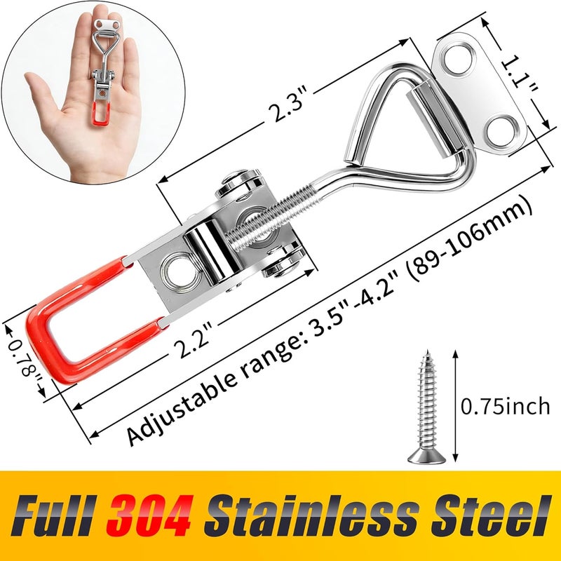 Houya 4 Pack Toggle Latch Clamp 4001 Adjustable 304 Stainless Steel Toggle Hasp Latches for Smoker Lid Jig Freezer Door Cooler Box Case Trunk Draw Chest, Quick Release 330Lbs Holding Capacity - Image 2